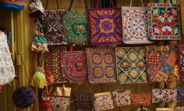 Jaipur local market colorful handicrafts Rajasthan